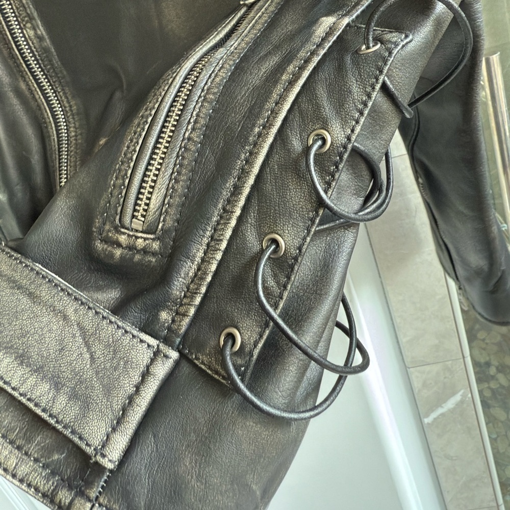 Nasty Gal Real Leather Washed Moto Jacket - Picture 8 of 13